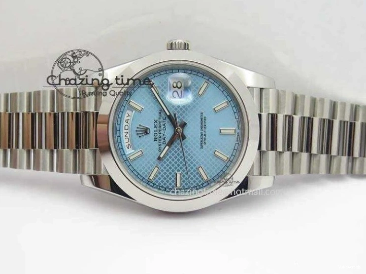 1:1 Bracelet Day-Date Dial Ice Noob Edition A3255 40mm SS on 228206 SS Textured Blue Best 0405
